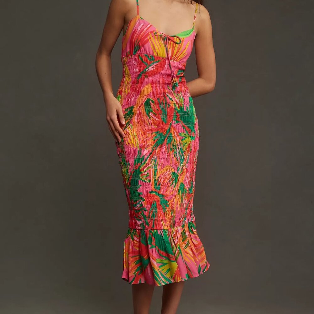 Farm Rio x Anthropologie Ruched Tie-Front Dress